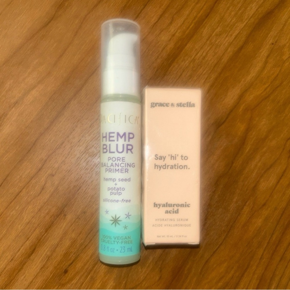 Pacifica Hemp Blur Primer and Grace & Stella Hydrating Serum